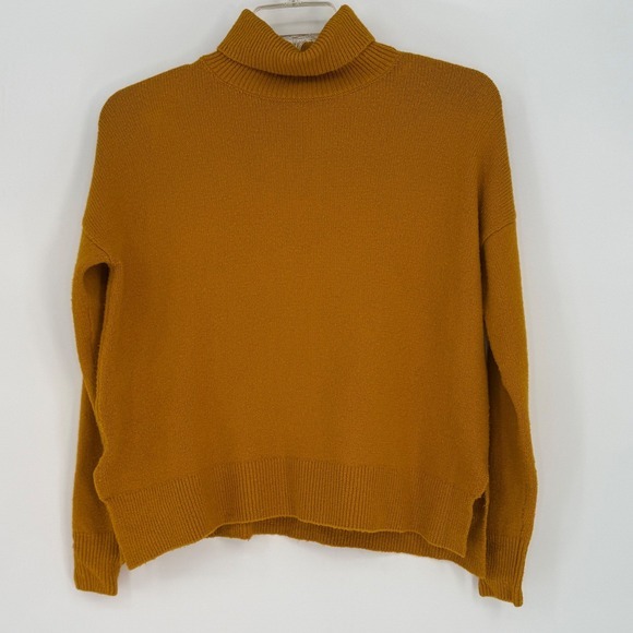 LOFT‎ Mustard Yellow Turtleneck Sweater XS Oversized Cotton Wool Blend 90-49 - Picture 12 of 13